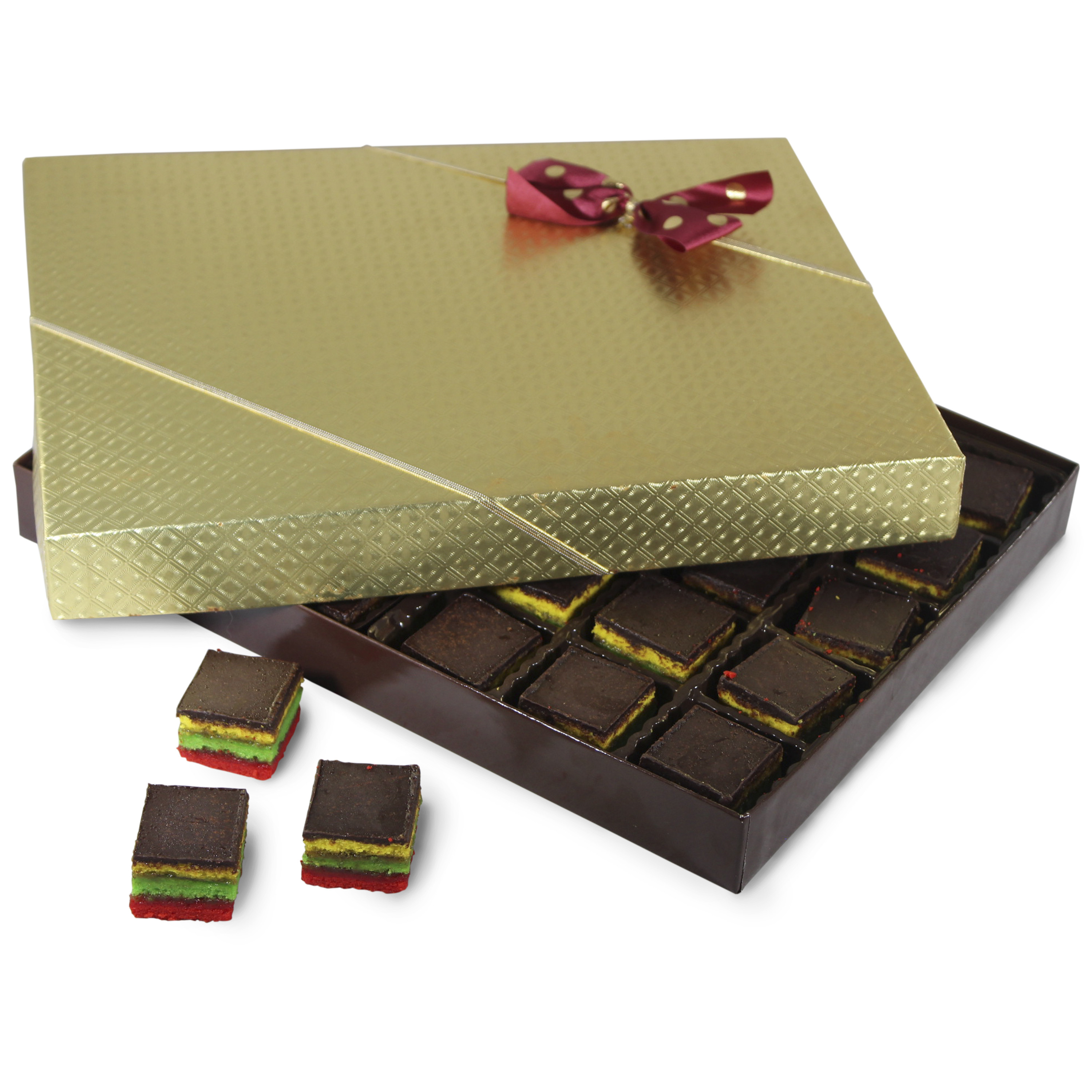 Fresh Baked Rainbow Cookies 30 Piece of Authentic Rainbow Cookies in a Beautiful Gift Box With Bow