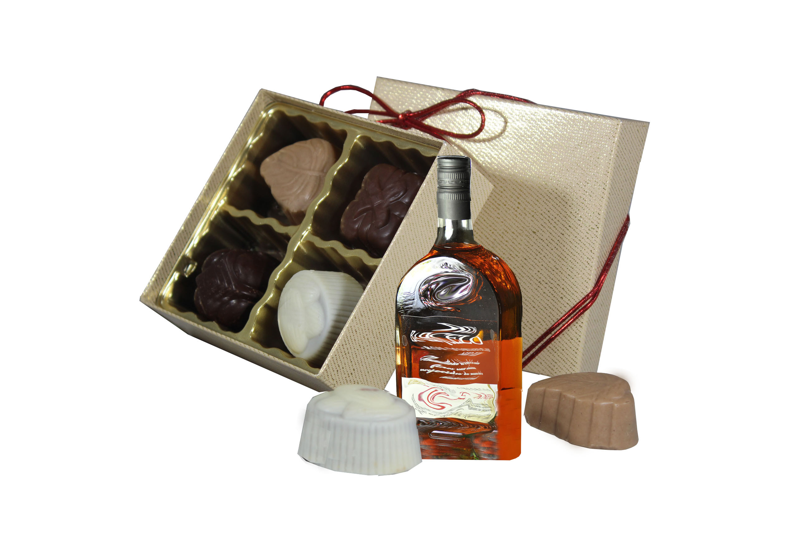 Gift Box with 4 piece Assorted Delicious Truffles and Mini Liquor Bottle