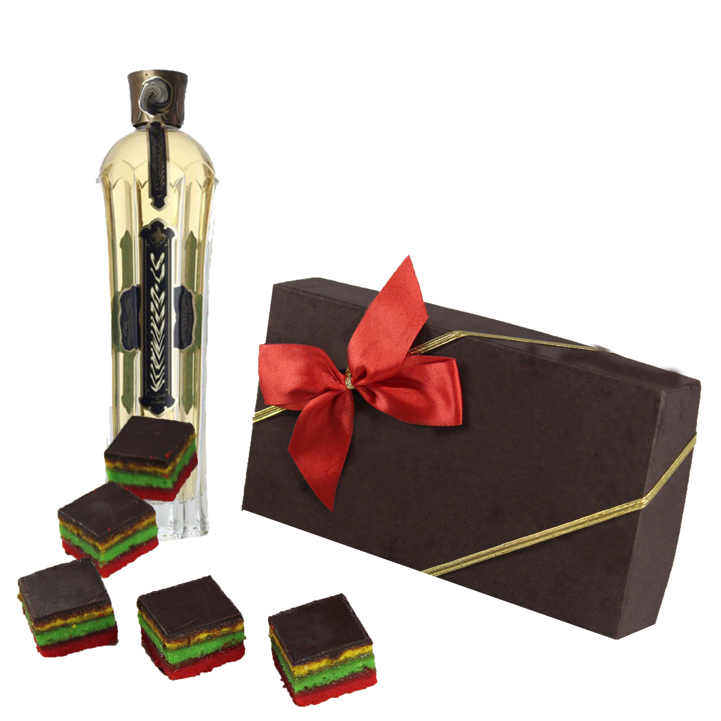 Fresh Baked Rainbow Cookies 8 Pieces of Authentic Rainbow Cookies in a Beautiful Gift Box With a Bow with Liquor