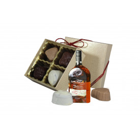 Gift Box with 4 piece Assorted Delicious Truffles and Mini Liquor Bottle