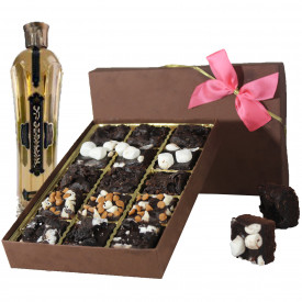 Fresh Baked Assorted Topped Brownies 15 pieces of in a Beautiful Gift Box with Wine